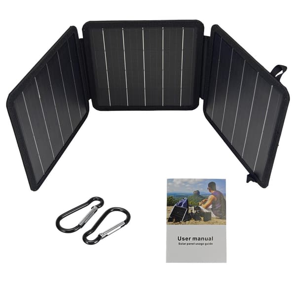 Vanntett Solcellepanel Lader 15W 2 USB-porter Sammenleggbar for utendørs reiser