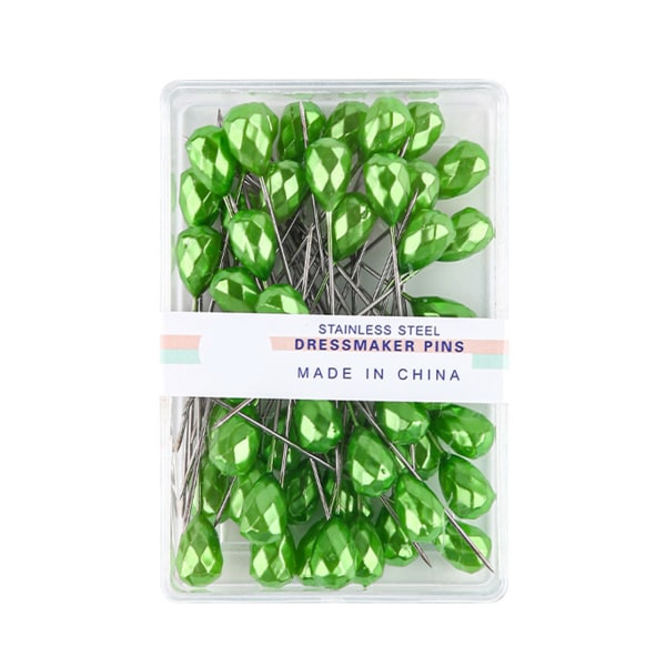 50 st sömnadsnålar med genomskinlig låda 2 tums quiltningsnålar Färgade diamanthuvud lång rak nål för tygsömnad gör-det-själv-hantverk Grass green