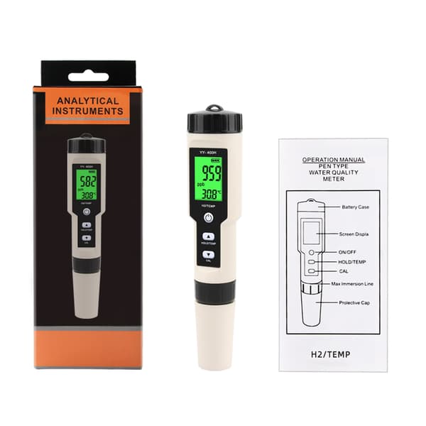 Højpræcisions H2 Måler Digitalt Hydrogenmeter med Data Hold til Akvarier