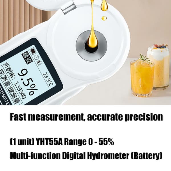 Noggrann digital sockerrefraktometer med bakgrundsbelyst display batteridriven