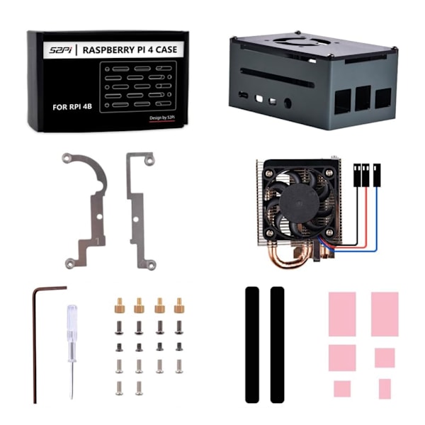 Premium for RaspberryPi4B metallikotelon case , jossa on ohut jäätornijäähdytin aloittelijoille