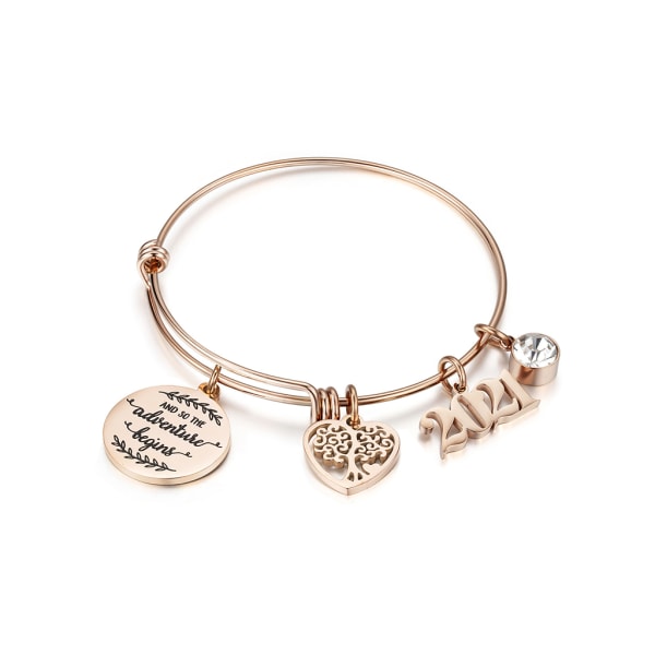 2021 Examenspresenter i rostfritt stål College High School Inspirerande Berlock Charm Armband Justerbart Armband Smycken C