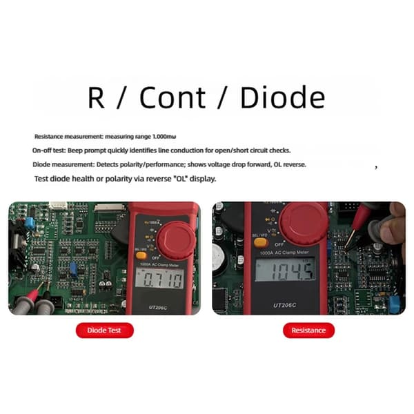Digital klämmätare 0-600V 1000A ström True RMS Amperemeter Tångmultimeter