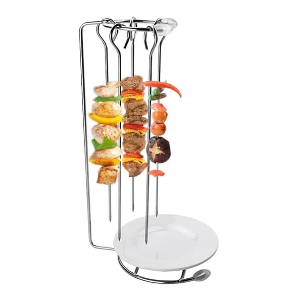 BBQ-spyd af rustfrit stål med grillholder til campinggrill