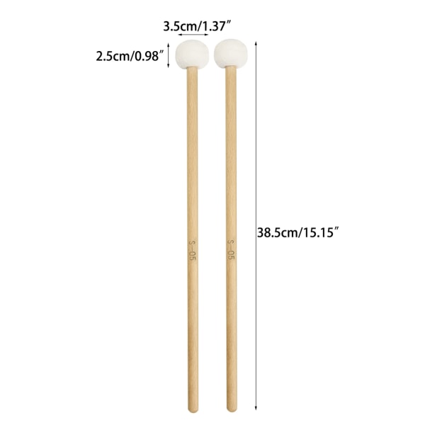 2 stk lønne håndtak klubbe pauke multi-purpose filt klubbe myk hammer