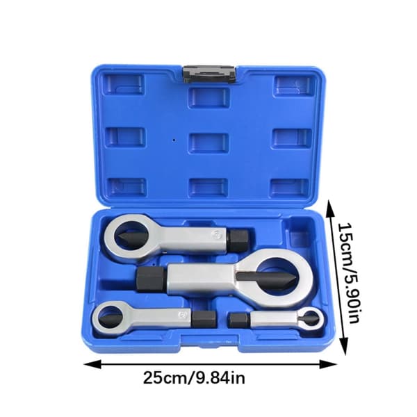 Rustsikker muttersprengersett for 9 mm til 27 mm mutter med herdet blad