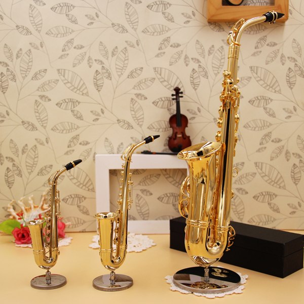 Mini Saxofon Model Miniatur Sax Model Musikalske Dekorative Ornamenter 12cm