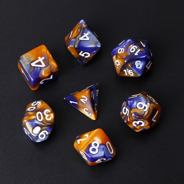 7 stk/sett Akryl Polyhedrale Terninger For TRPG Brettspill D4-D20 3