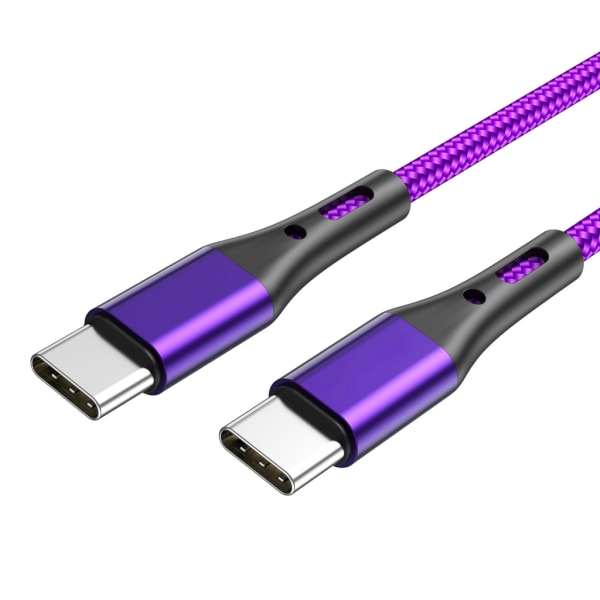USB C snabbladdningskabel PD 60W datasynk nylonflätad sladd USB C till typ C-adapter QC3.0 snabbladdningskabel Red - 1m