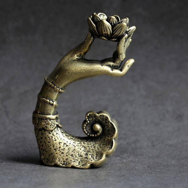 Kobber Buddha Hånd Lotus Røgelse til Brænder Aromaterapi Holder