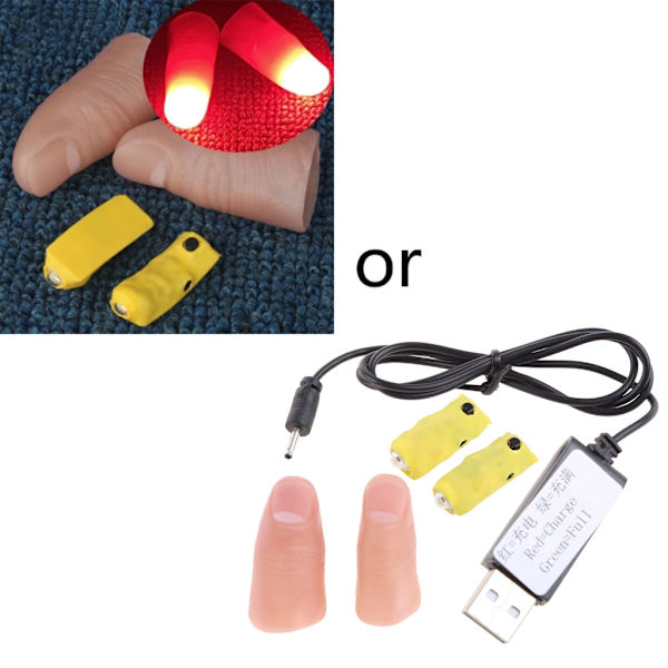 2 kpl Funny Novelty Light-Up Peukalot LED-valo Magic Rekvisiitta Fantastinen Kestävä Kadonnut Silkki Fake peukalot temppuja