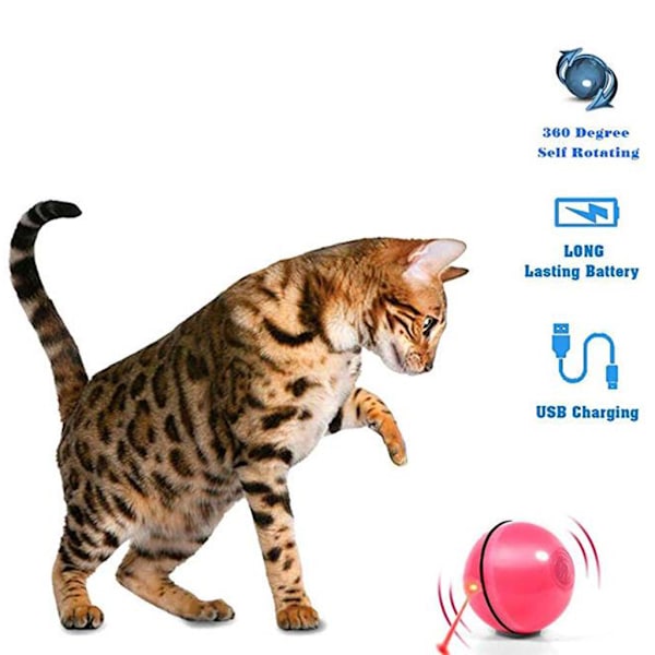 Cats Toy Elektriska bollar med LED-ljus Automatisk interaktiv USB laddning Slumpmässig rörlig leksak för inomhuskatter Kattunge White