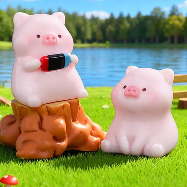 Miniature Grise Statue Havepynt Harpiks Grise Figurer Mini Kagepynt