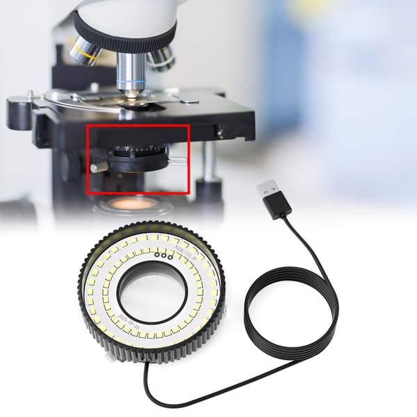 LED-ringlys for mikroskopobservasjon 72 lyspærer Høy lysstyrke jevn