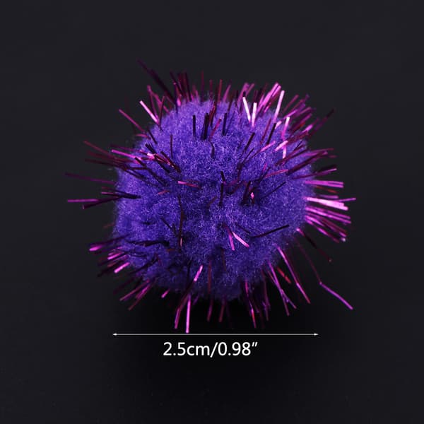 100 stk. 25 mm Mini Fluffy Bløde Pomponer Glitterkugle Håndlavede Børnelegetøj DI