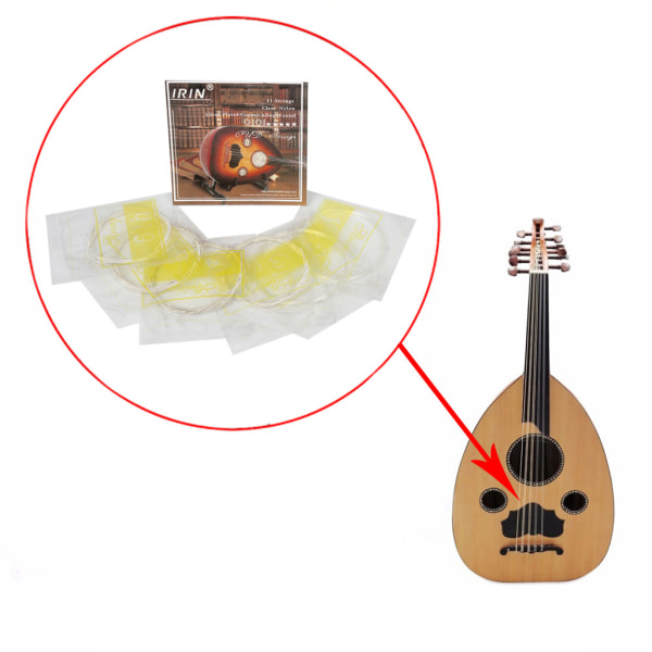 Oud String Middle East Lute 11 String Nylon Silver Pläterad O101 022-041 White