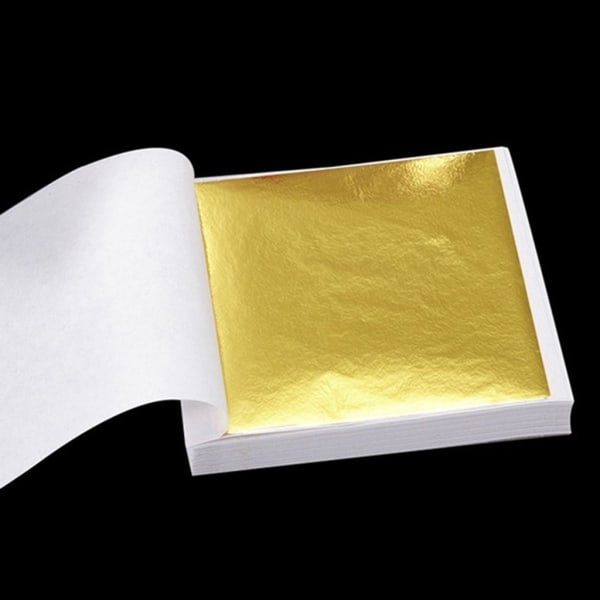100 ark Imitation Guld Silver Folie Bladpapper Hem Väggkonst Förgyllning Crafting Golden