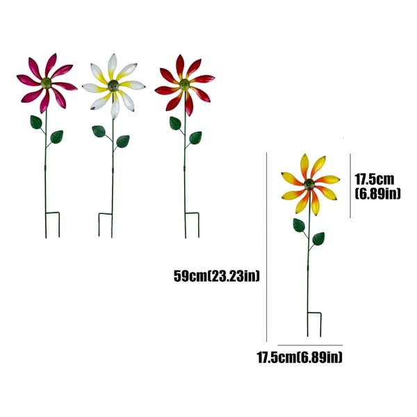 Vindmølle Roterende Blomst Vindspinner Pæl Stående Plæne Blomster Vindmøller