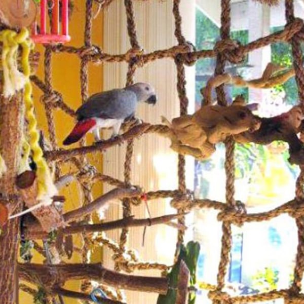 Fågelnät Hängmatta papegoja klätternät Vägghängande foderleksak Fågelklätternät L
