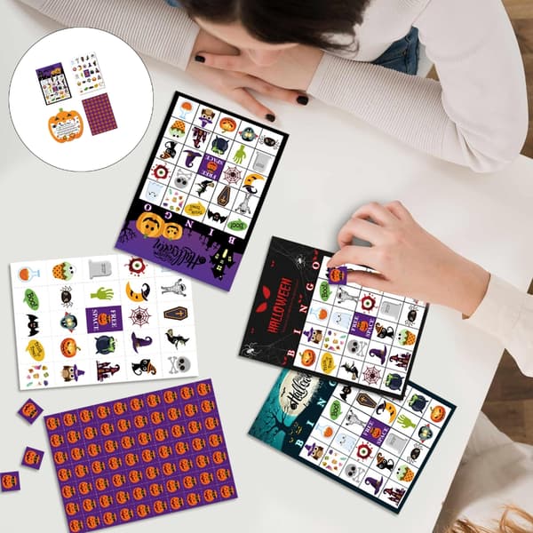 24-spiller Halloween Bingo Sæt Med Holdbart Papir Og Talkort