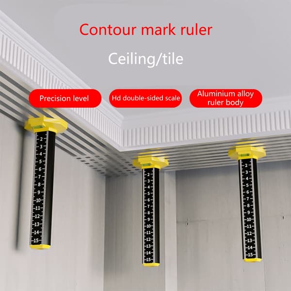 Højde lineal til loft- og gulvfliser med magnetisk base, nivellerings lineal til loft