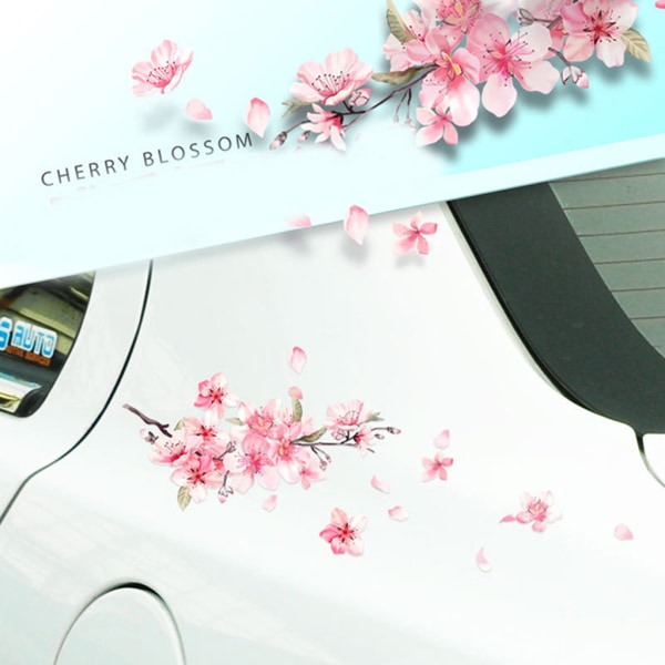 Orientalisk körsbärsblomning Bil Auto Blommig Charm Sticker Rosa Dekal Highlight Fönster Bil Romantik Dekor Type A:18*12.5CM