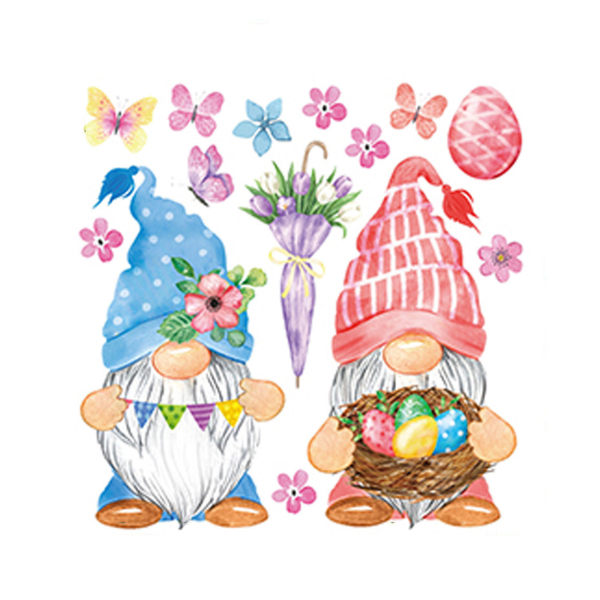 Glædelig påske Vinduet klæber Gnome Bunny Eggs Wall Sticker Glas Statiske Decals Selvklæbende Køleskab Stickers