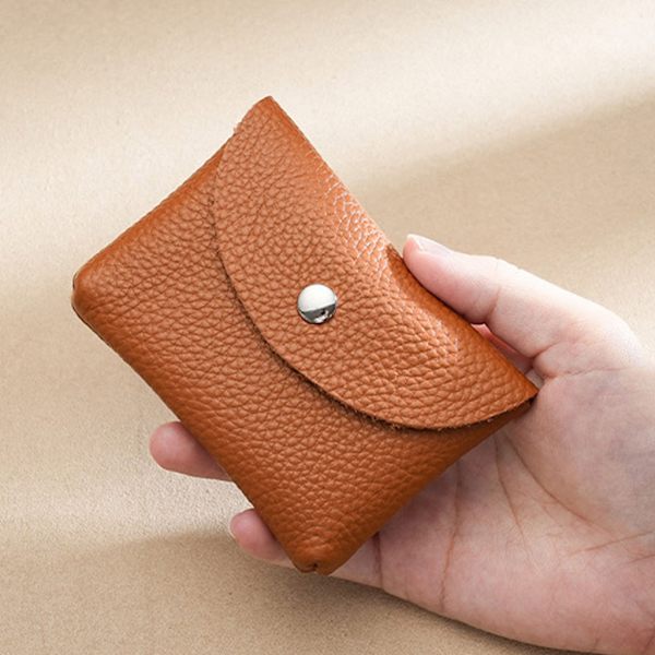 Mode läderkort Hållare Plånbok Byte Pocket Myntväska för män kvinnor Red Single layer