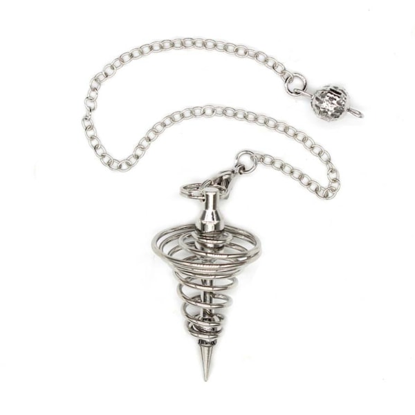 Metal Dowsing Pendel Kedja Divination Reiki Healing Pendel Andlig amulett Pendel Spiral Coil Point Yoga Smycken