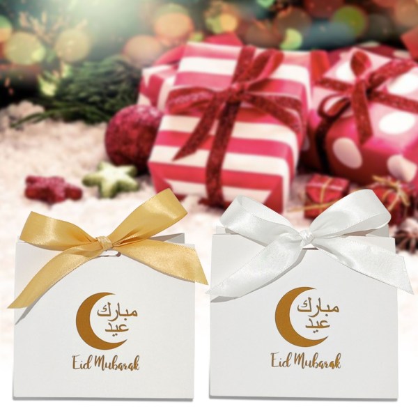 10 st Eid Mubarak godisask med band multifunktionshållare för barn flicka pojkar choklad gästfest Gold