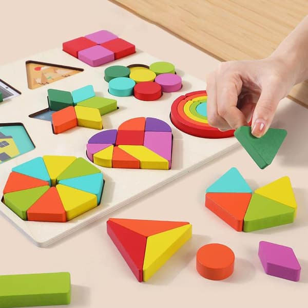 Trä Geobräda Grafikkort Formmatchningsspel Småbarnsleksak