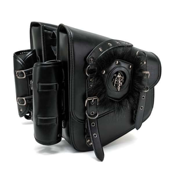 Motorcykelsadelväska i läderlook, sidoväskor, par för daglig förvaring