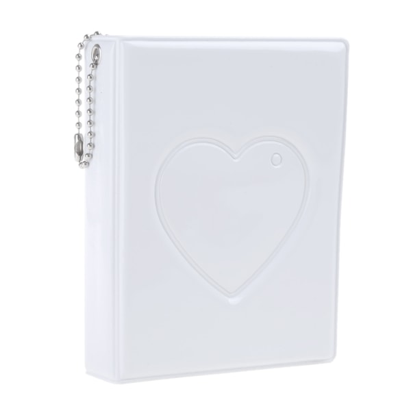 Mini Hollow Love Heart Photo Album 3 Inch med hjärtformad Tag Pocket Holder White
