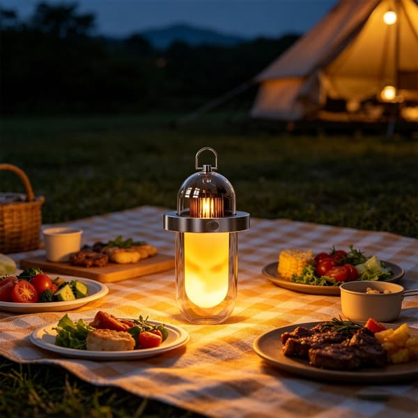 Hengende LED-campinglampe med 8 skiftende fargemoduser og solid bærehake