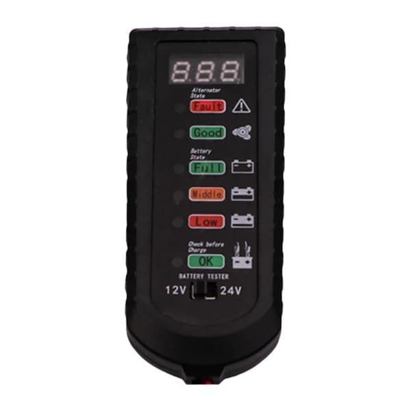 Digital batteritester for 12V 24V-systemer, lett ABS-konstruksjon