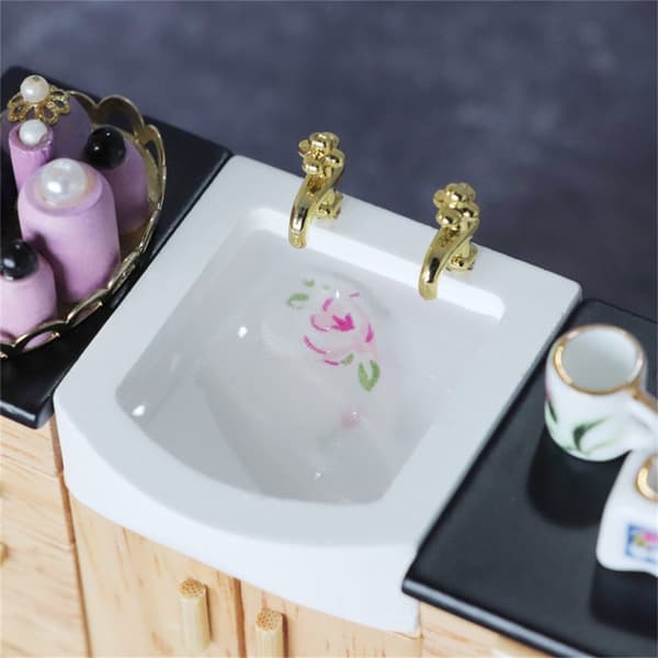 1/12 Miniatyr Håndvaskskap for Dukkehus Baderomsscenevisning