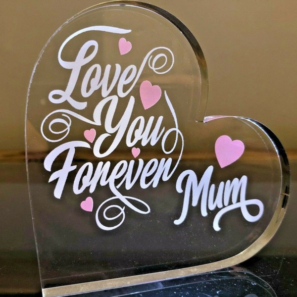 Hjärta Mors Dag Dekorationer Älskar dig för evigt Mamma Skylt Present till mamma Kvinnor Flickor Dam Fru Kontor Heminredning Pink