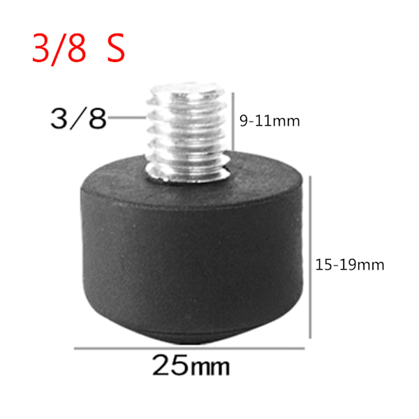 Universal Anti-slip 3/8 eller 1/4 tums stativ Monopod Gummi Foot Spike för Andoer
