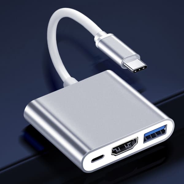 3-i-1 USB-C til USB3.0+HDMI+PD100W Adapter til Hurtig Opladning & 5Gbps Data