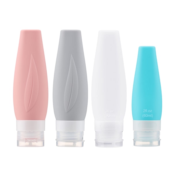 Reseflaskor Läckagesäkra silikonpåfyllningsbara flaskor Kosmetiska toalettartiklar 90ml set