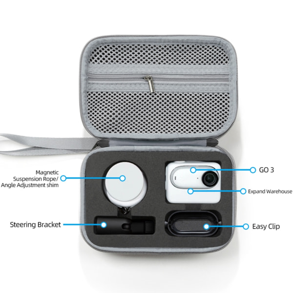 Case Förvaringsbox Fodral Stötsäker vattentäta tillbehör för Insta360 GO 3 kamera Gray Color