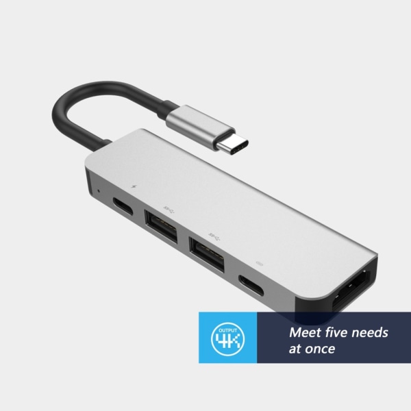 USB-C Hub Adapter till HDMI-kompatibel 4K30HZ Dual-USB TypeC Splitter Support PD60W Dockningsstation för bärbar telefon PC