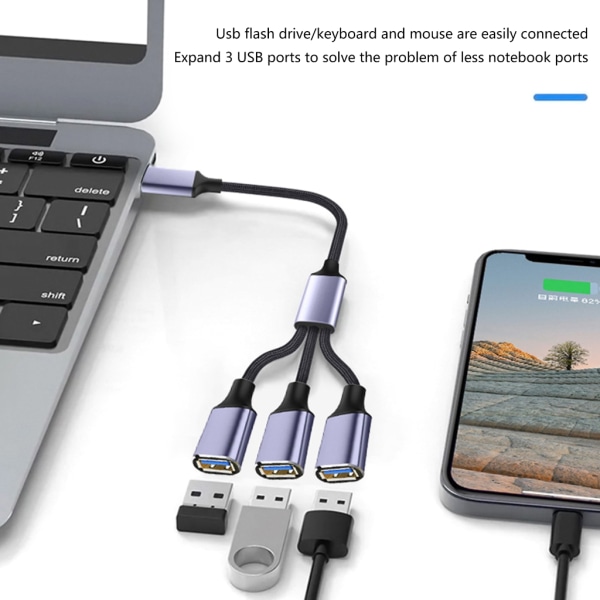 2/3 in 1 USB2.0 OTG Adapter Typ C Hane Plug To 2/3 USB 2.0 Hona OTG förlängningskabel HUB Datakabel Power null - one for two 50cm
