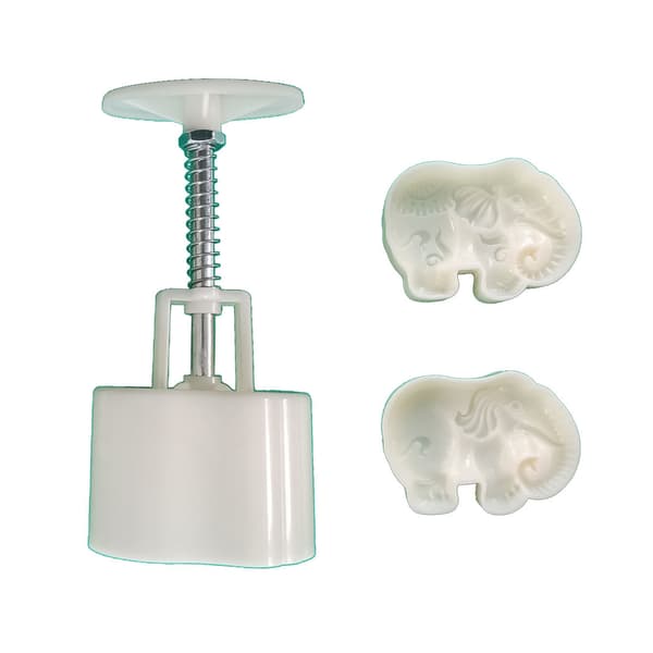 75g Plastmateriale Månekageform Elefantformede stempler Månekageform
