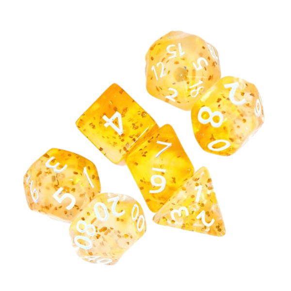 7 stk. Flersidet Akryl Terninger Polyhedral Terninger Dobbelt Farve Spil Terninger Flash yellow