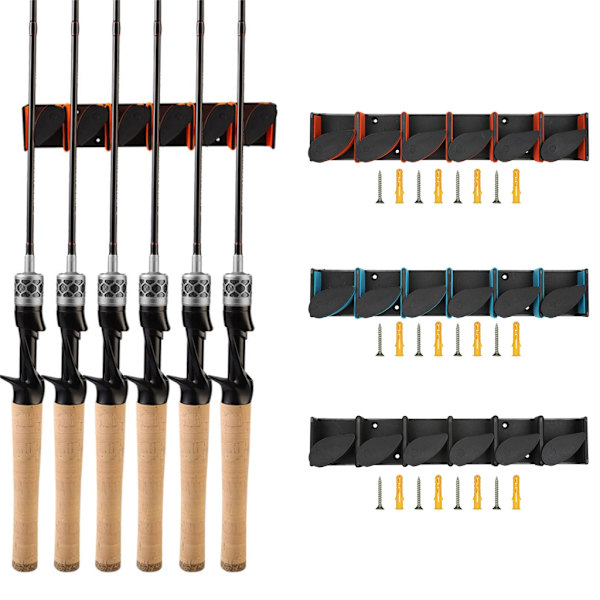 Fiske Stangstativ for Garasje Stangstativ Rommer Opptil 6 Stenger, Fiske Stang Holdere Black