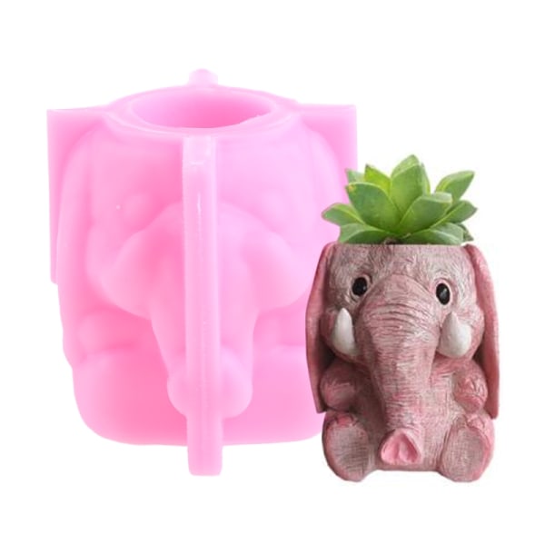 Elephant Flowerpot Pennhållare UV Form Cement Gips Lera Mould