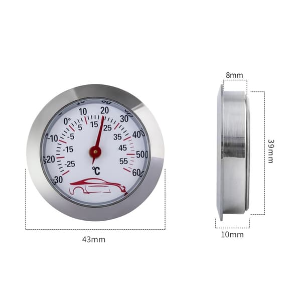 Mini Termometer 43mm Rund Temperaturmåler -30 til 60℃ Temp Måler Indikator