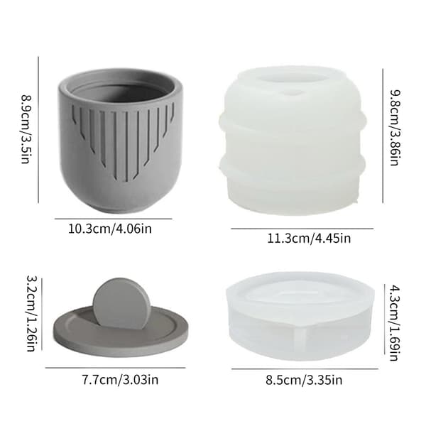 Silikonform for DIY Håndlaget gipslyskoppform Gipssementoppbevaringsboks C