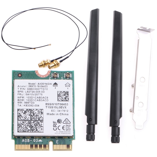 WiFi Desktop Kit AX201NGW utökar WiFi 2.4GHz/5GHz BT 5.0 Dual Band Inkluderar RF-kabel högförstärkningsantenner och fästen